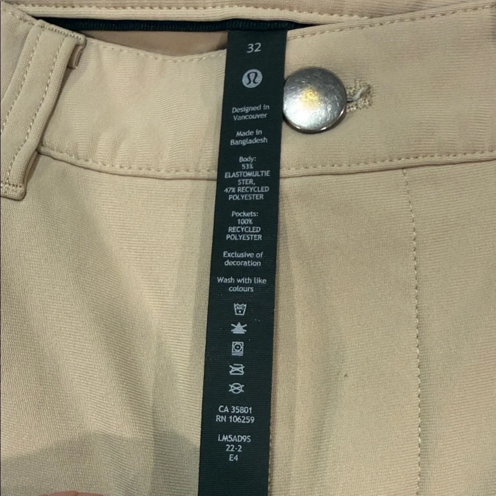 Lululemon ABC Warpstreme Slim Stretch Men’s Size 32 Khaki Performance LM5AD95 - Picture 3 of 14